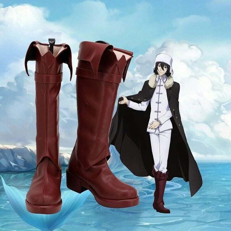 Cartoon Bungo Stray Dogs Fyodor Shoes Cosplay Prop Zipper Long Boots Unisex 07FC0E-D4 - KOEEK