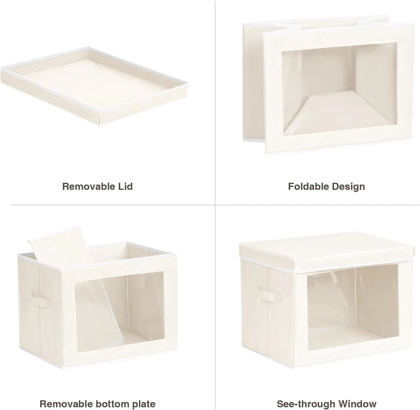 Fabric Storage Bins with Lids, Decorative Storage Boxes, Closet Storage Bins 07FC0E-D4 - KOEEK