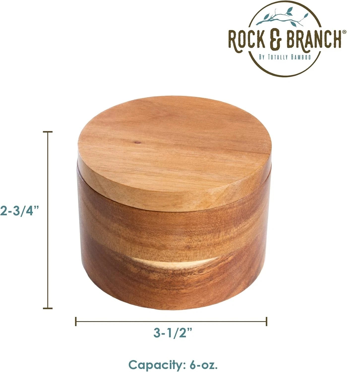 Rock & Branch Acacia Wood Salt Cellar Storage Box with Magnetic Swivel Lid 07FC0E-D4 - KOEEK
