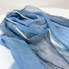 Mens Striped Breathable Blue Scarf  Flax Linen Tasseled Stole Neckerchief 07FC0E-D4 - KOEEK