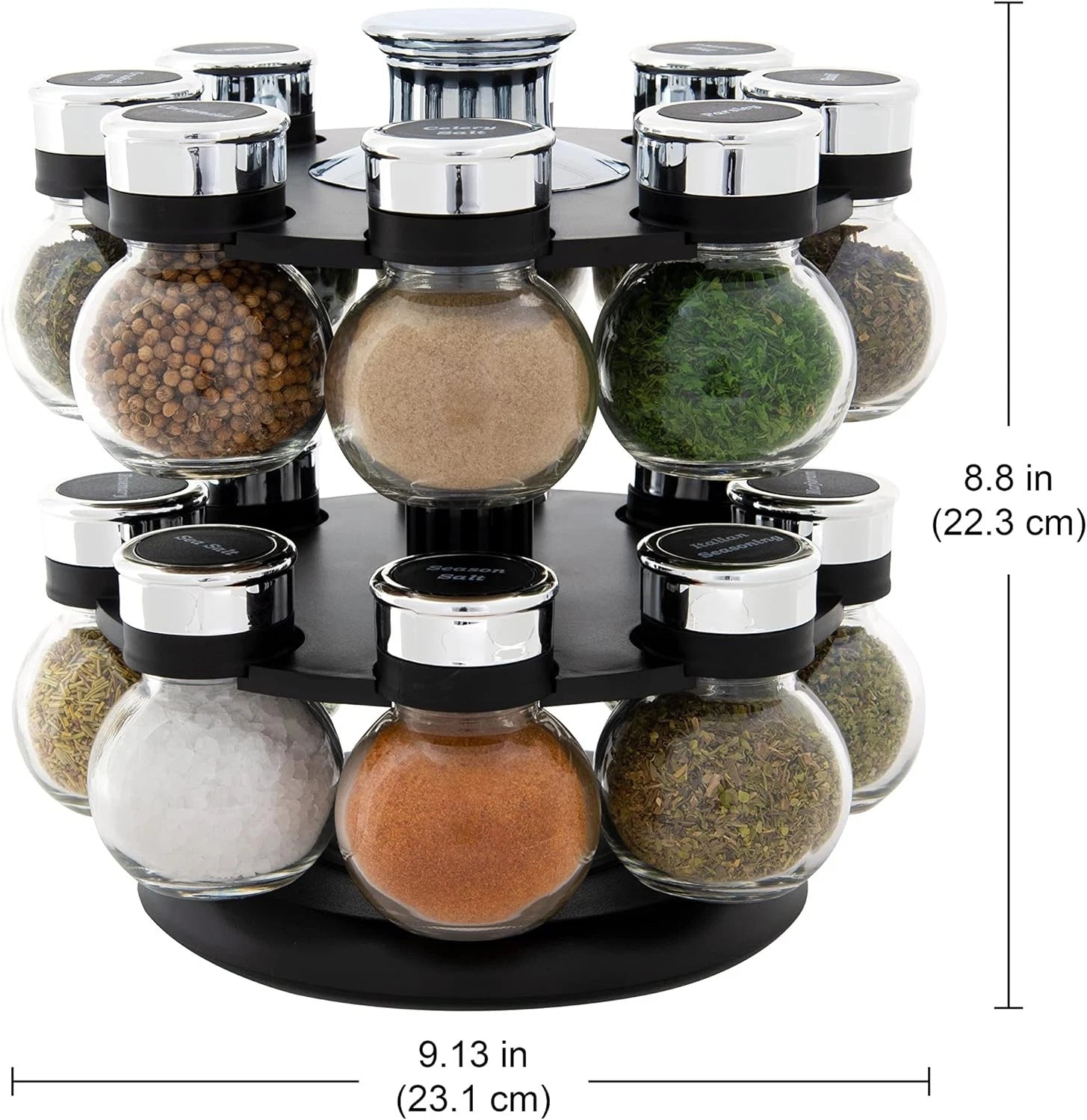 16 Jar Ellington Revolving Countertop Spice Rack with Lift & Pour Caps 07FC0E-D4 - KOEEK