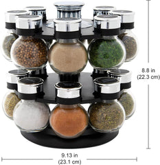 16 Jar Ellington Revolving Countertop Spice Rack with Lift & Pour Caps 07FC0E-D4 - KOEEK