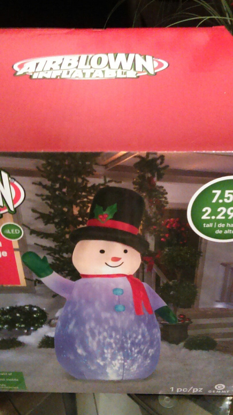 7.5' twinkling kaleidoscope snowman airblown inflatable swirling light gemmy GEMMY - KOEEK