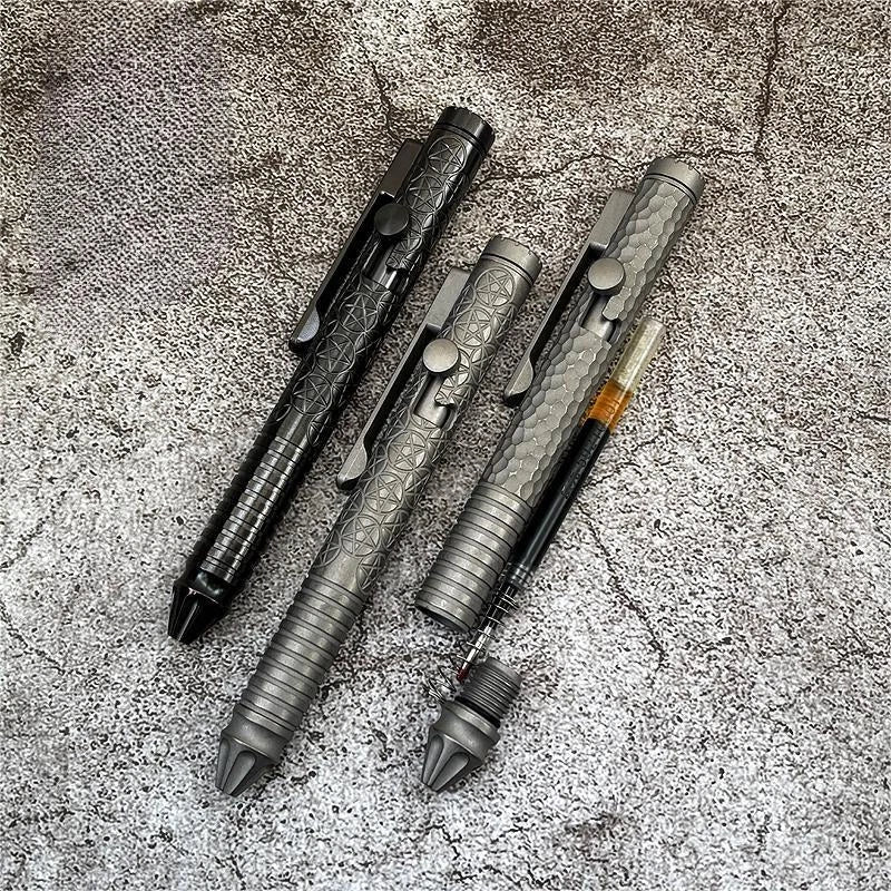 EDC Titanium Bolt Action Ballpoint Pen Pocket Writing Pen with Fidget Spinner 07FC0E-D4 - KOEEK