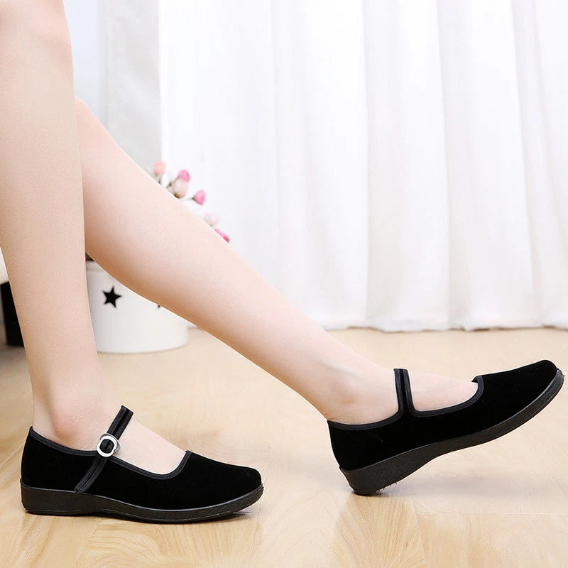 Women's Girls Chinese Black Cotton Shoes Ballerina Ballet Flats Shoes Slippers 07FC0E-D4 - KOEEK