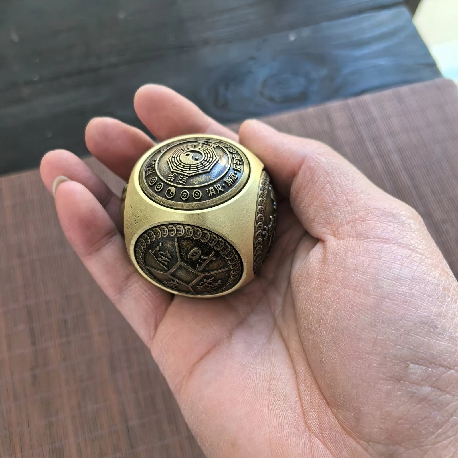 Brass Dice Large Fidget Spinner With 6 Sides Toy Gift 07FC0E-D4 - KOEEK