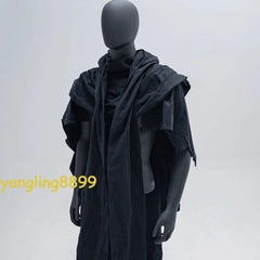 Black Industrial Retro Cotton Linen Cape Collar Shawl Natural Vintage Cosplay 07FC0E-D4 - KOEEK