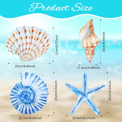 new Yookeer 4 Pcs Beach Wall Decor Seashell Starfish Large, As Pictures Shown YOOKEER - KOEEK