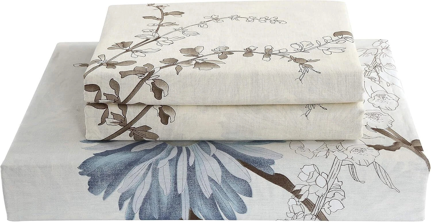 (Daisy Silhouette Reversible Floral Print 3 Piece  Cotton Bedding King Size) 07FC0E-D4 - KOEEK