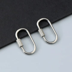 2pcs Mini Climbing Stainless Steel Screw Carabiner Lock Clasp Keychain Clip Hook 07FC0E-D4 - KOEEK