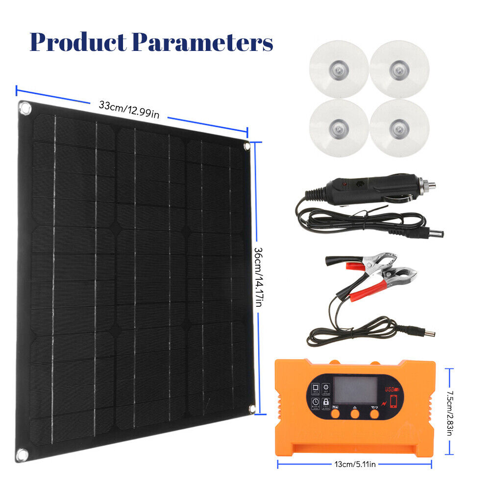 ny 50W Mono Solpanel Opladning Camping Hjemmebåd 100A Controller RV Hjemmebilbåd