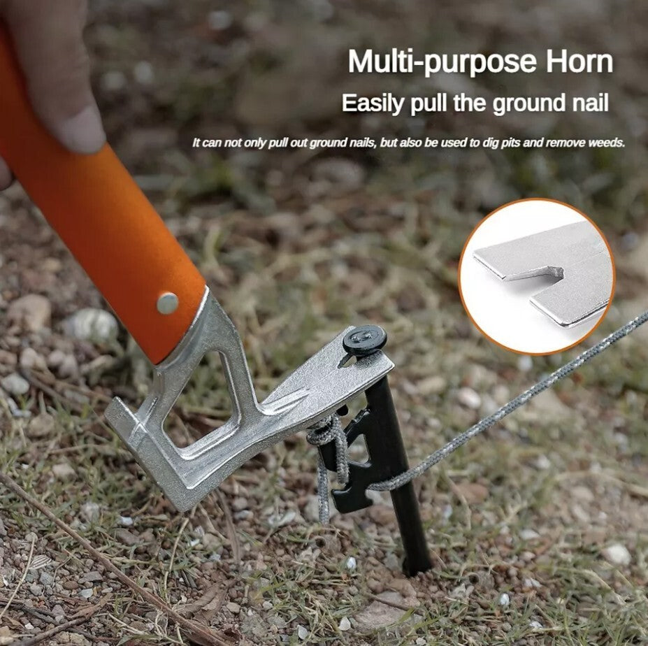 Tent Stake Hammer Aluminum Alloy Camping Hammer Outdoor EDC Camp Nail Puller 07FC0E-D4 - KOEEK