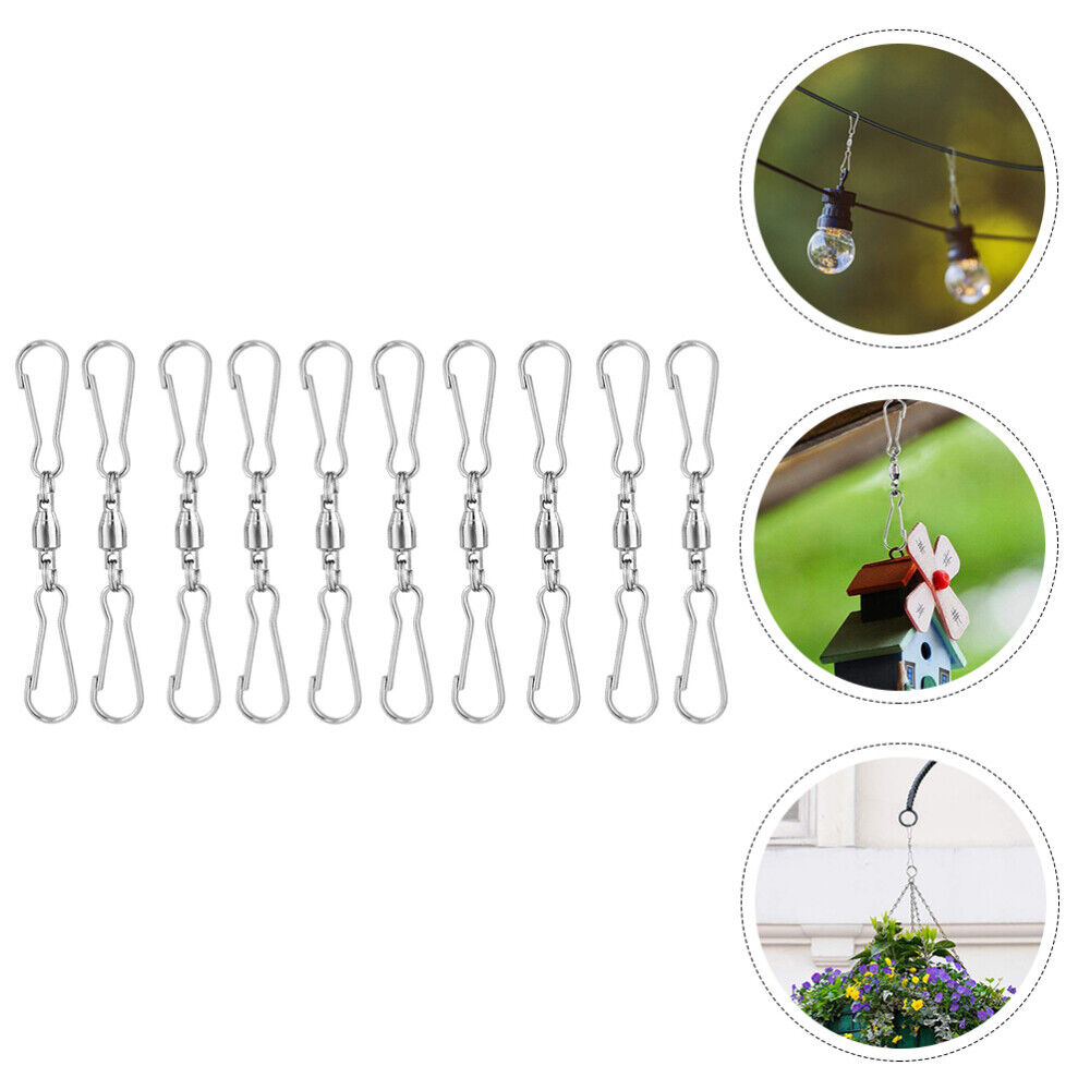 new 10 Pcs Bird Feeder Hooks Swivel Steel Hangers Hanging Clips Wind Spinners koeek - KOEEK