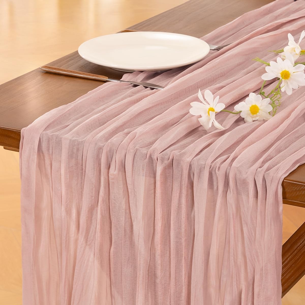 new Socomi Pink Cheesecloth Table Runner Summer Boho 10ft x 1pc, Dusty SOCOMI - KOEEK