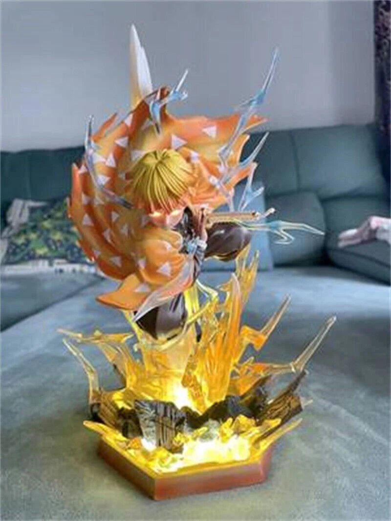 30cm Demon Slayer Agatsuma Zenitsu LED Light Action Figure Statue High Model Toy 07FC0E-D4 - KOEEK