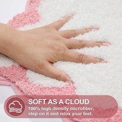 Scalloped Pink Bathroom Rugs Non Slip Washable, Quick Dry Absorbent Soft Plush 07FC0E-D4 - KOEEK