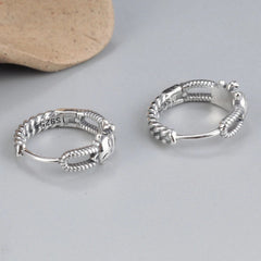 Solid 925 Sterling Silver Rich Cat Lovely Hoop Earrings 14mm Hoop 07FC0E-D4 - KOEEK