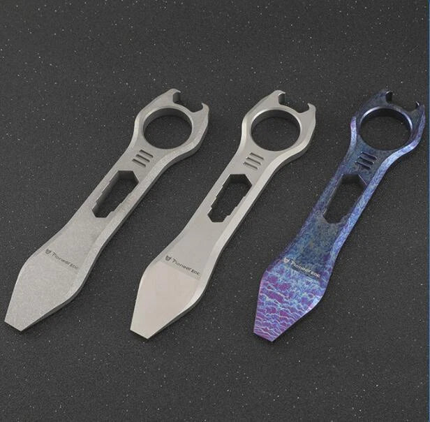 Titanium Pocket Pry Bar Crowbar Outdoor EDC Multi Tools Bottle Opener Wrench 07FC0E-D4 - KOEEK