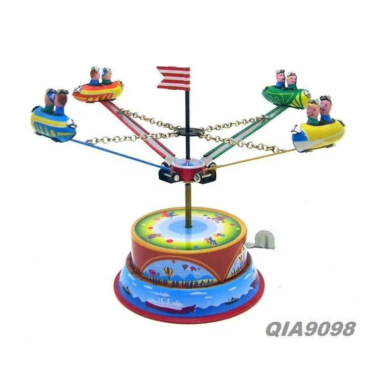 Hand-Made Rotating Amusement Spaceship Wind-up Tin Toy Decoration Collection 07FC0E-D4 - KOEEK