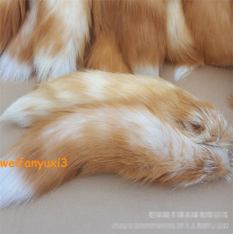 1PC Real Large Crystal Fox Tail Fur Keychain Tassel Bag Tag Charm Bag Pendant 07FC0E-D4 - KOEEK