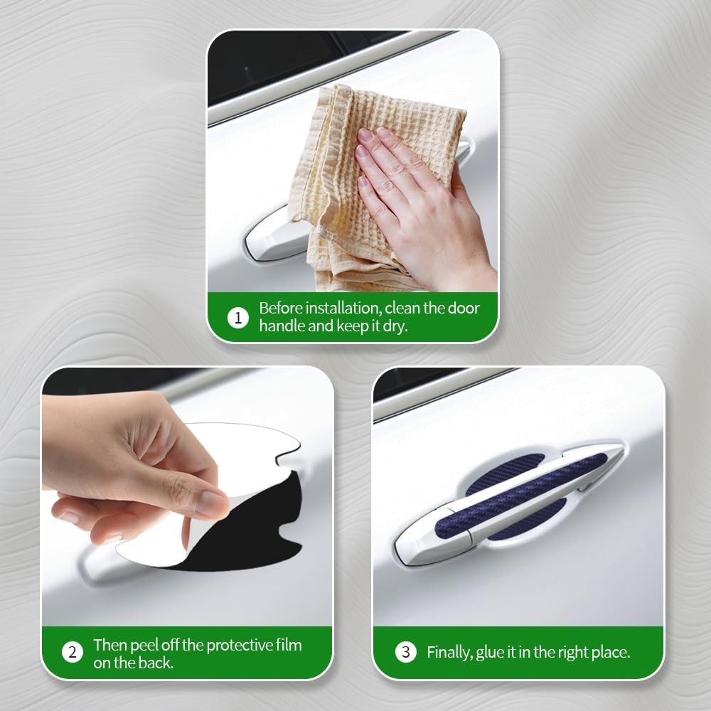 new 8PCS Car Door Handle Scratch Protectors, Carbon Fiber Blue