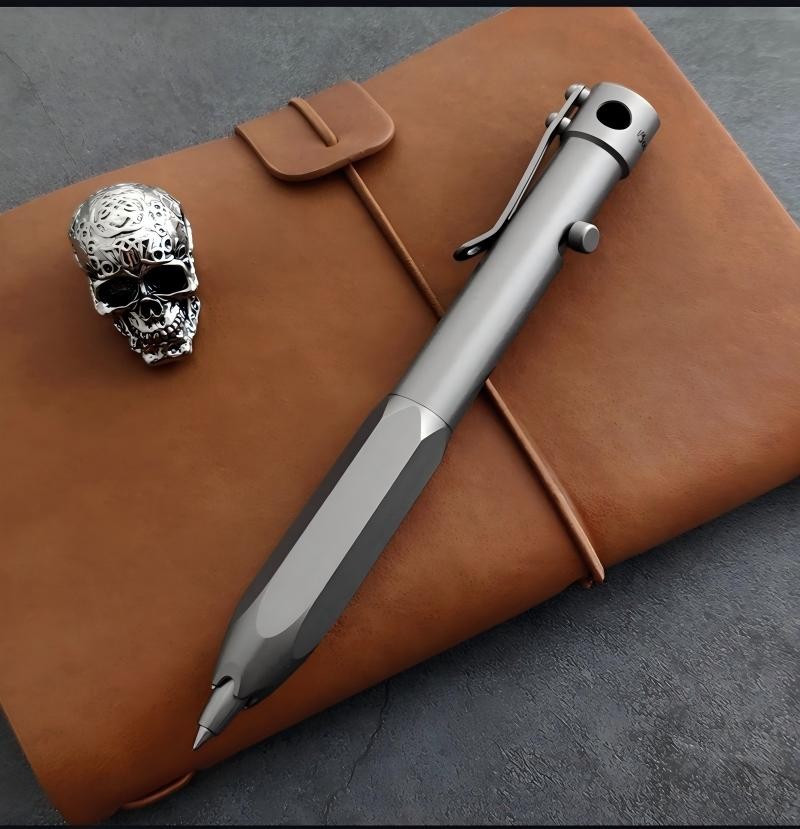 EDC Titanium Ballpoint Pen Signature Writing Pen Multifunction with Lanyard 07FC0E-D4 - KOEEK