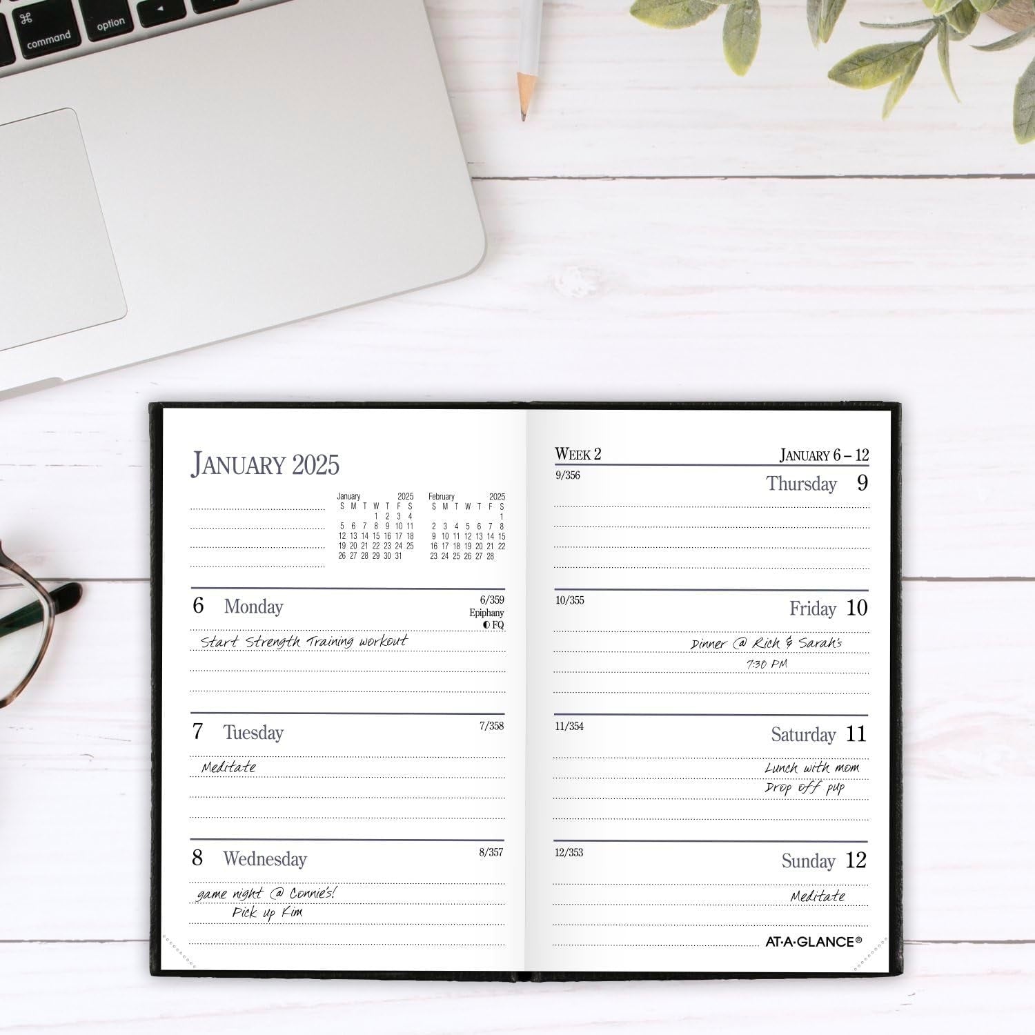 new AT-A-GLANCE 2025 Fine Diary, Weekly & Monthly 2-3/4" x 4-1/4", Black AT-A-GLANCE - KOEEK