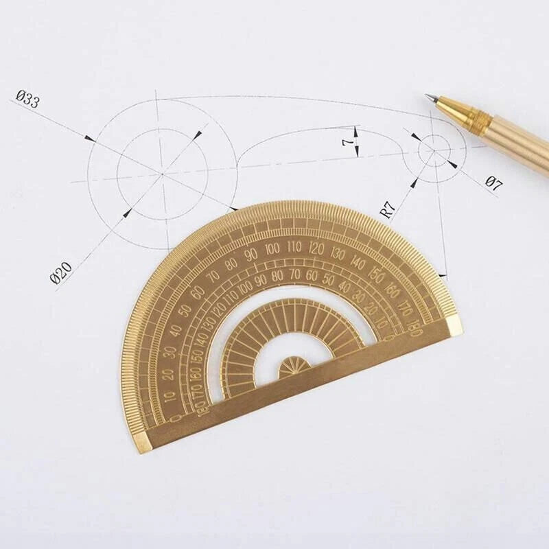 Brass Triangle Ruler Protractor Construction Site Drawing Student Stationery 07FC0E-D4 - KOEEK