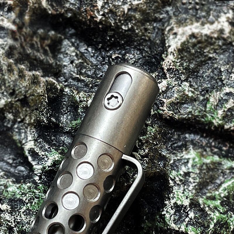 TC4 Titanium Pocket Double Locked Ball Pen Lightweight Hollowed Design EDC Pen 07FC0E-D4 - KOEEK