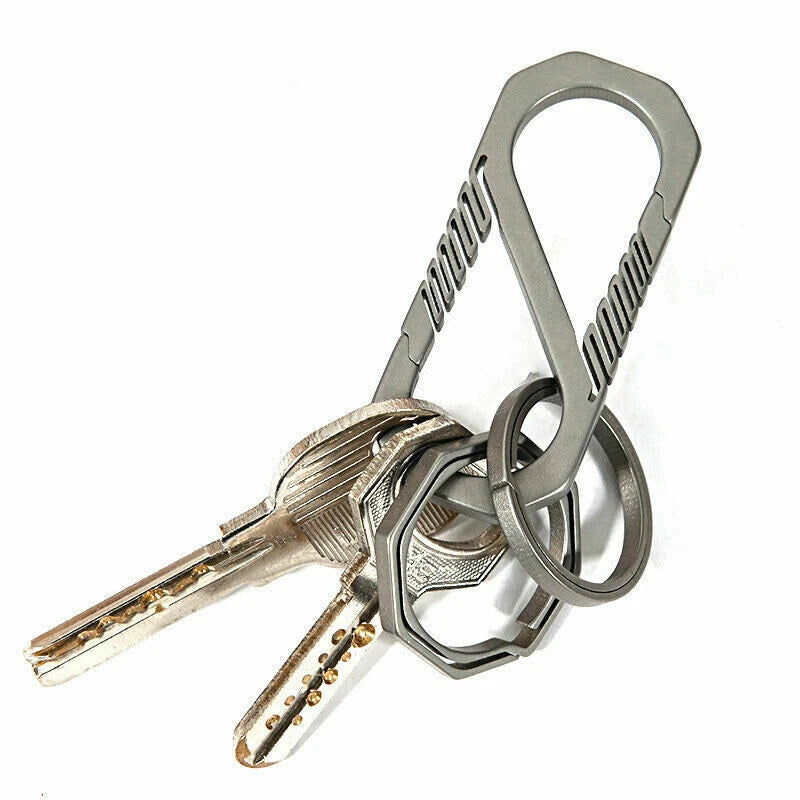 EDC Titanium TC4 Key Chain Carabiner Key Ring Hang Buckle Outdoor Travel Tool 07FC0E-D4 - KOEEK