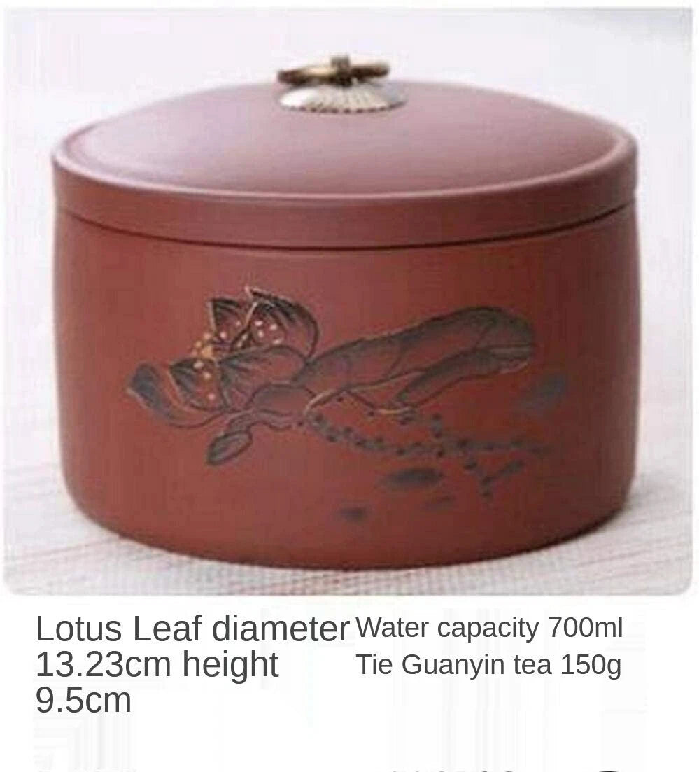 Purple Clay Tea Caddy Puer Tea Storage Tanks Sealed Tea Jar Candy Storage Box 07FC0E-D4 - KOEEK