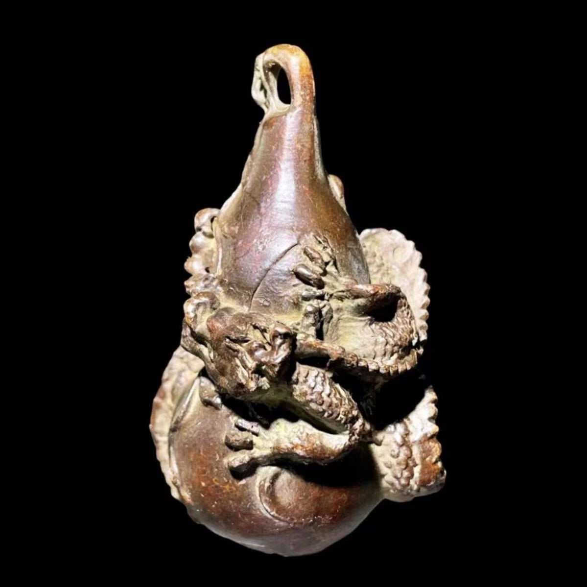 Solid Brass Dragon Gourd Figurine Taiji Bagua Fu Lu Feng Shui Home Decor 07FC0E-D4 - KOEEK