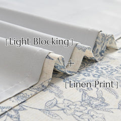 Blue floral lining curtains, rustic linen material, length 84 inches 07FC0E-D4 - KOEEK