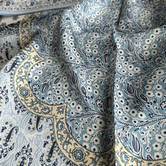Silk Square Scarf 65*65cm Women Blue Paisley Flower Kerchief Headscarf Wrap 07FC0E-D4 - KOEEK