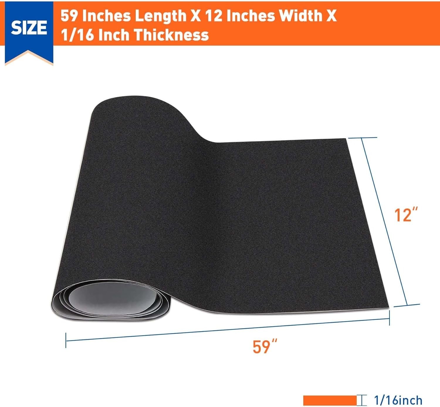 new MAGZO Backed Adhesive Foam Padding 1/16" Thick x 12" 59In*12In*1/16In, Black