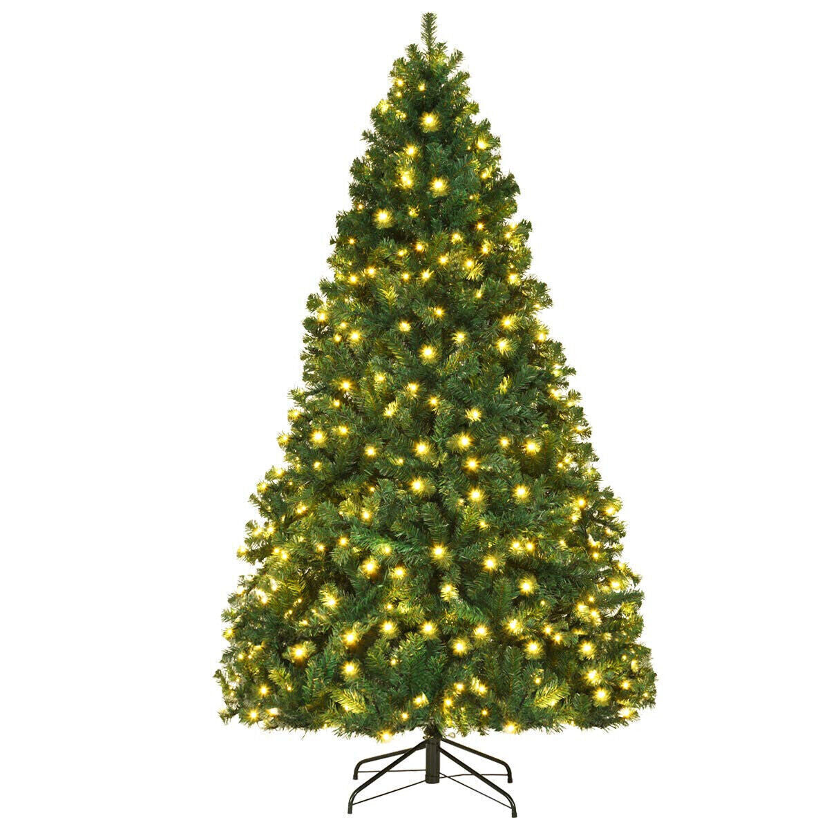 6FT Christmas Tree Artificial Tree Holiday Decor With LED Lights & Metal Stand 07FC0E-D4 - KOEEK