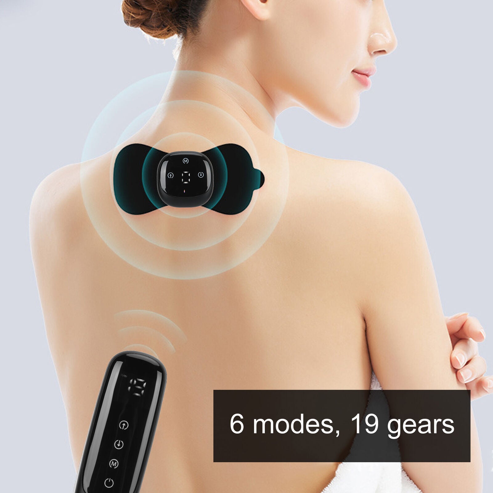 new Neck Massager Relieve EMS Massage Patch Sticker Wireless Massage Pad(Black ) HGF koeek - KOEEK