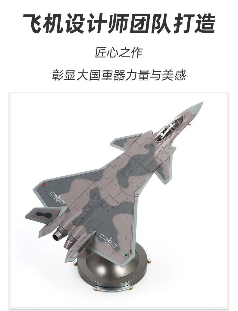 Chinese J-20S Stealth Fighter Airplane 1/72 Diecast Model Deluxe Edition w/ Base 07FC0E-D4 - KOEEK