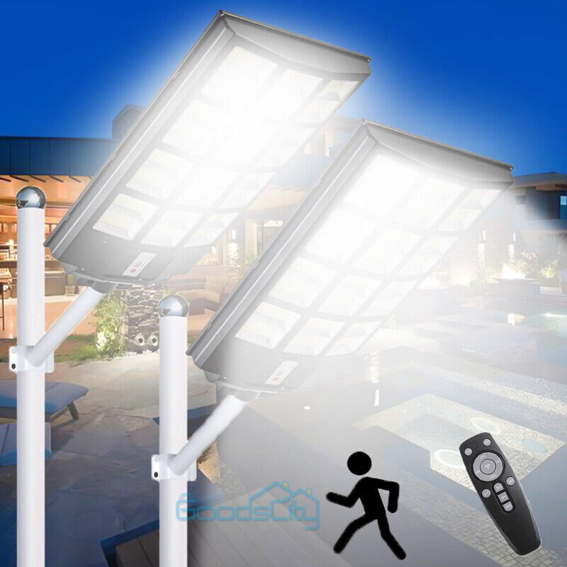 ny udendørs kommerciel 10000000LM LED Solar gadelys Dusk-to-Dawn vejlampe+stang