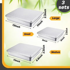 new Tioncy Stainless Steel Cake Pan with Lid 13 Inch/ 10.5 9.4 Inch, Silver TIONCY - KOEEK