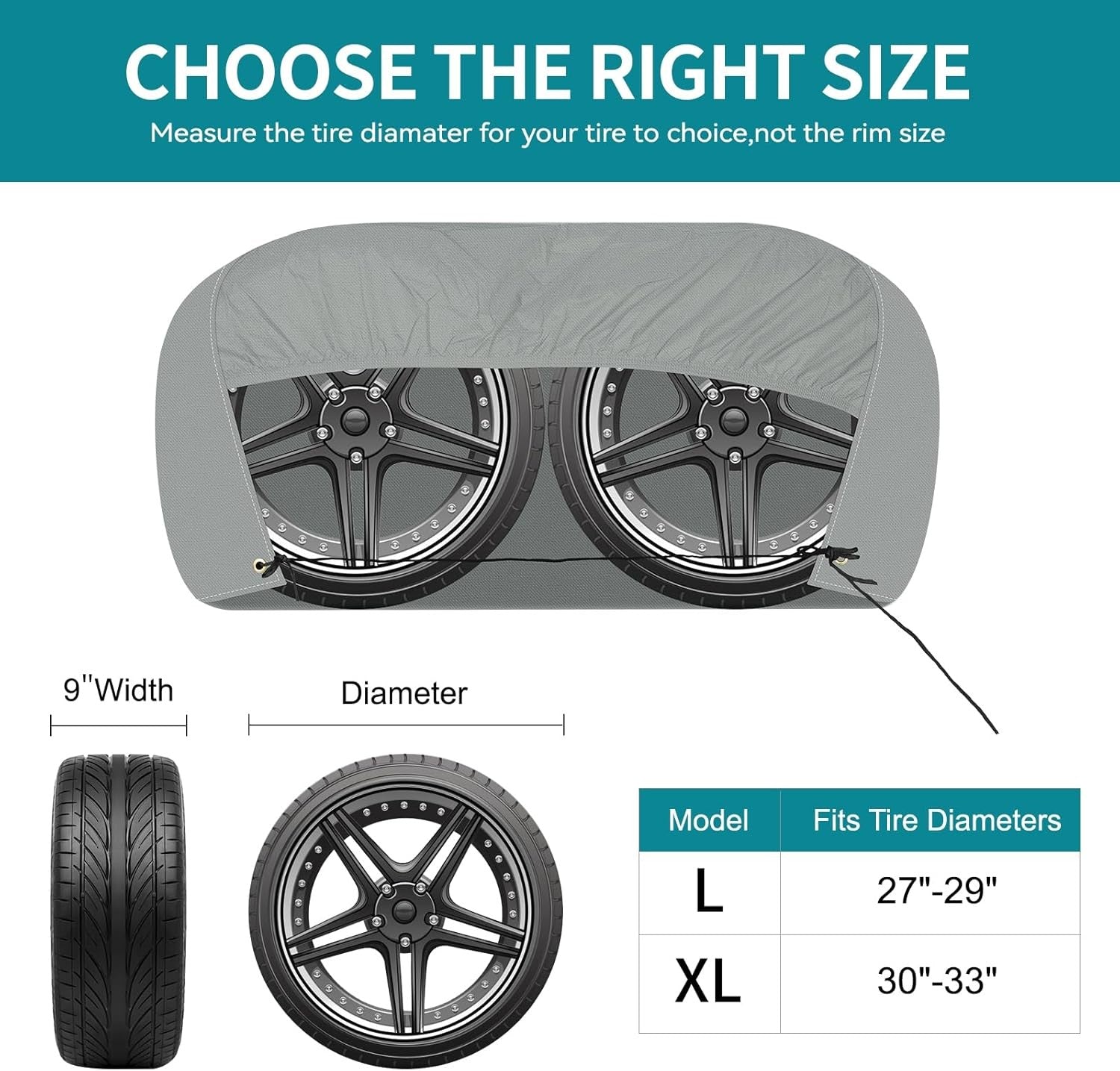 new Tuszom Tearproof Anti-UV Dual Wheel Tire Covers for RV, 27 - 29 inch, Gray TUSZOM - KOEEK