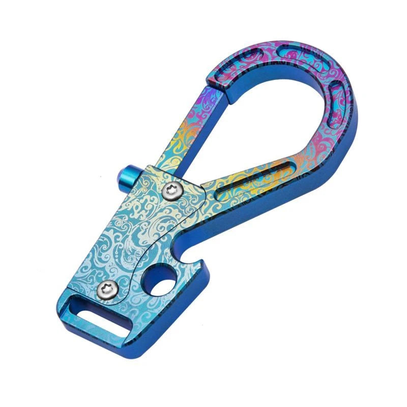 1PC Titanium Carabiner Keychain Clip EDC Car Key Chain Holder with Bottle Opener 07FC0E-D4 - KOEEK
