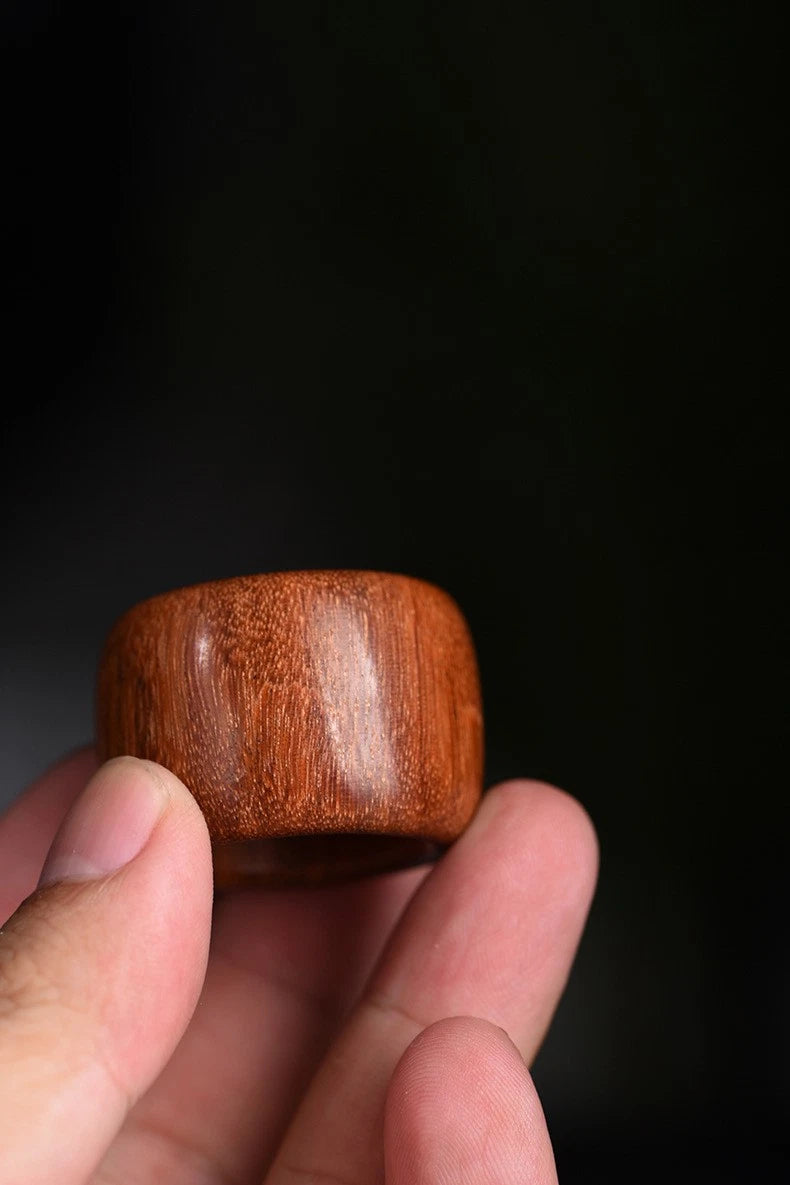 Indonesian Rosewood Thumb Ring Gold Star Wood Band Unisex Gift 07FC0E-D4 - KOEEK