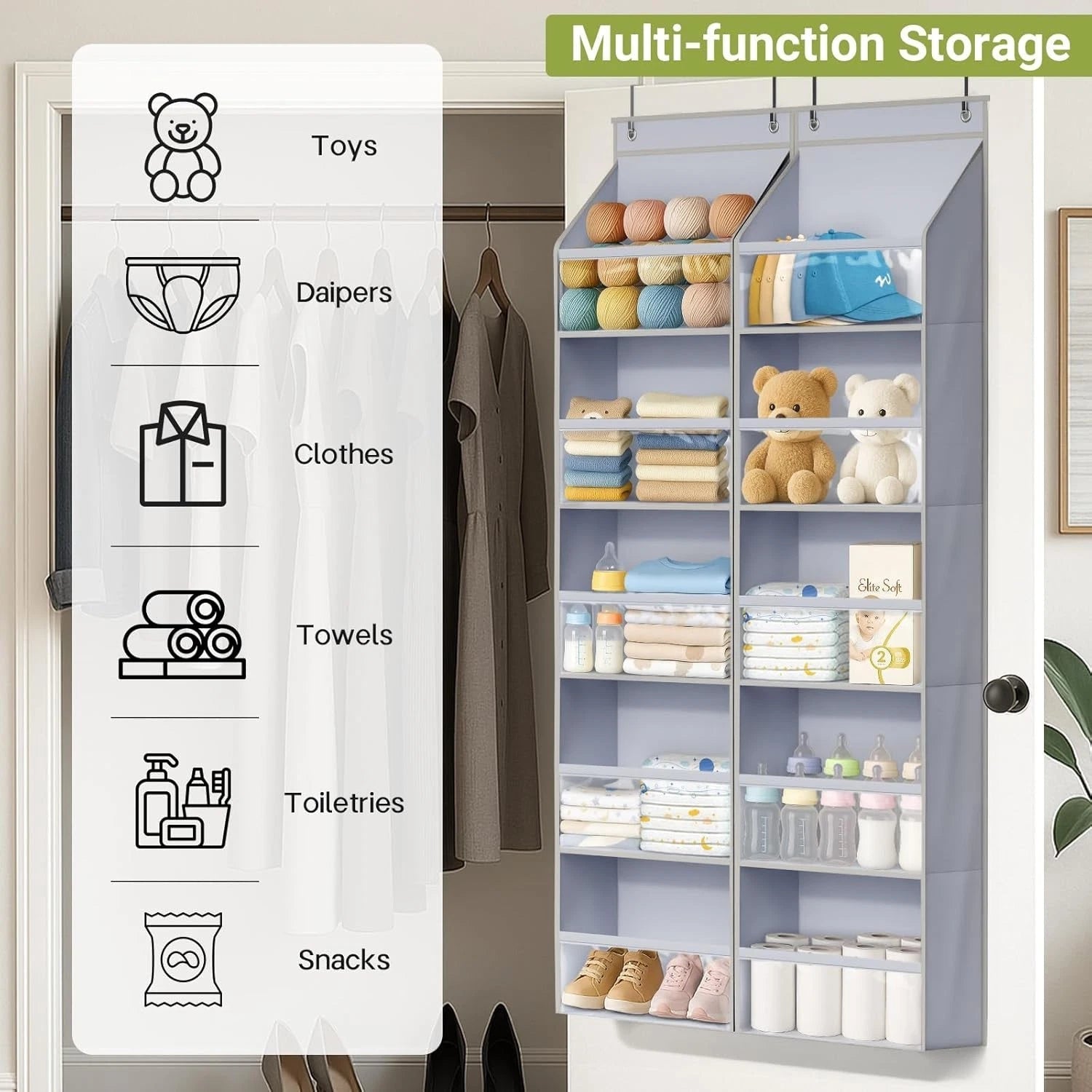 2-piece door storage rack, large-capacity wardrobe door hanging storage rack 07FC0E-D4 - KOEEK