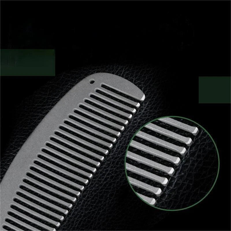 Women Titanium Alloy Comb Hair Beard Pocket Comb Portable Anti-static EDC Combs 07FC0E-D4 - KOEEK