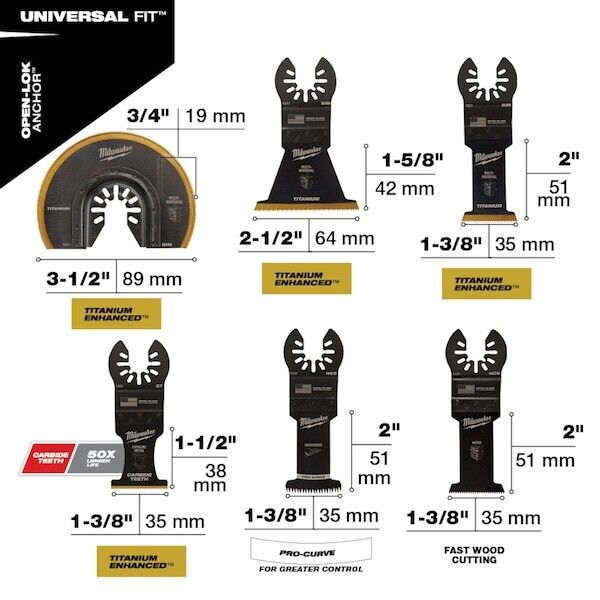 new Milwaukee Tool 49-10-9113 9 Pc. Open-Lok Oscillating Multi-Tool Blade Set koeek - KOEEK