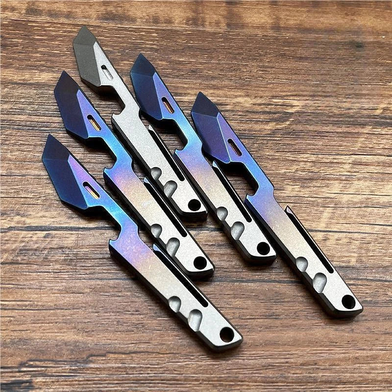 EDC Titanium Alloy Pry Bar Crowbar with Pocket Clip Bottle Opener Multi Tools 07FC0E-D4 - KOEEK