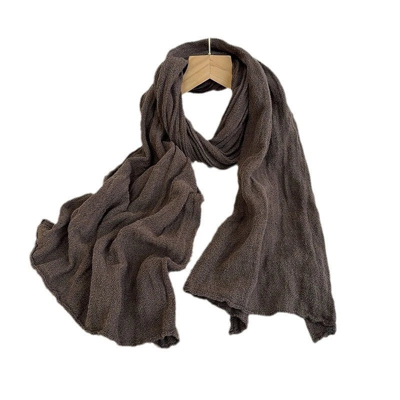 Mens Cotton Linen Scarf Breathable Plain Color Unisex Shawl Neckerchief Scarves 07FC0E-D4 - KOEEK