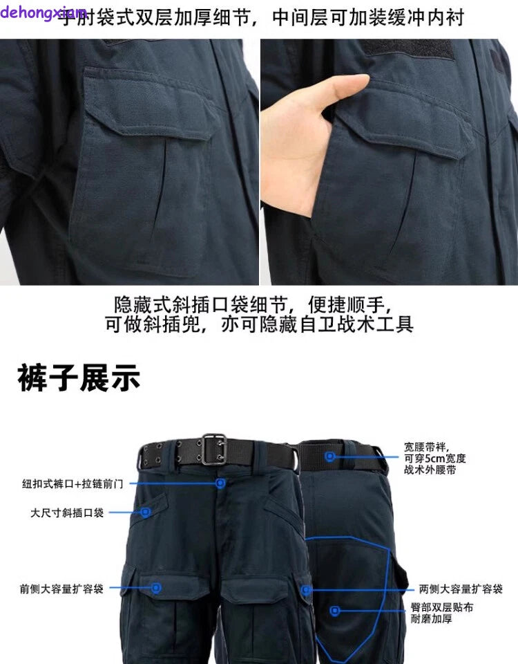 Russian OMOH Special Forces outdoors Replica Black Combat Suit Set Jacket+Pants 07FC0E-D4 - KOEEK