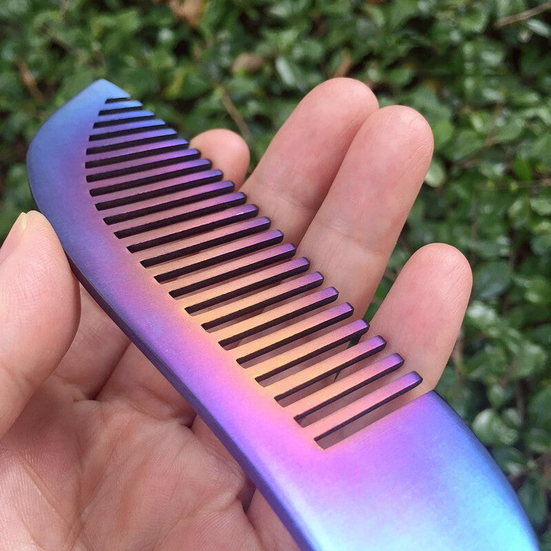 Titanium Alloy Mini Comb Travel Hairdressing EDC Comb Anti-Static Multi-Tools 07FC0E-D4 - KOEEK